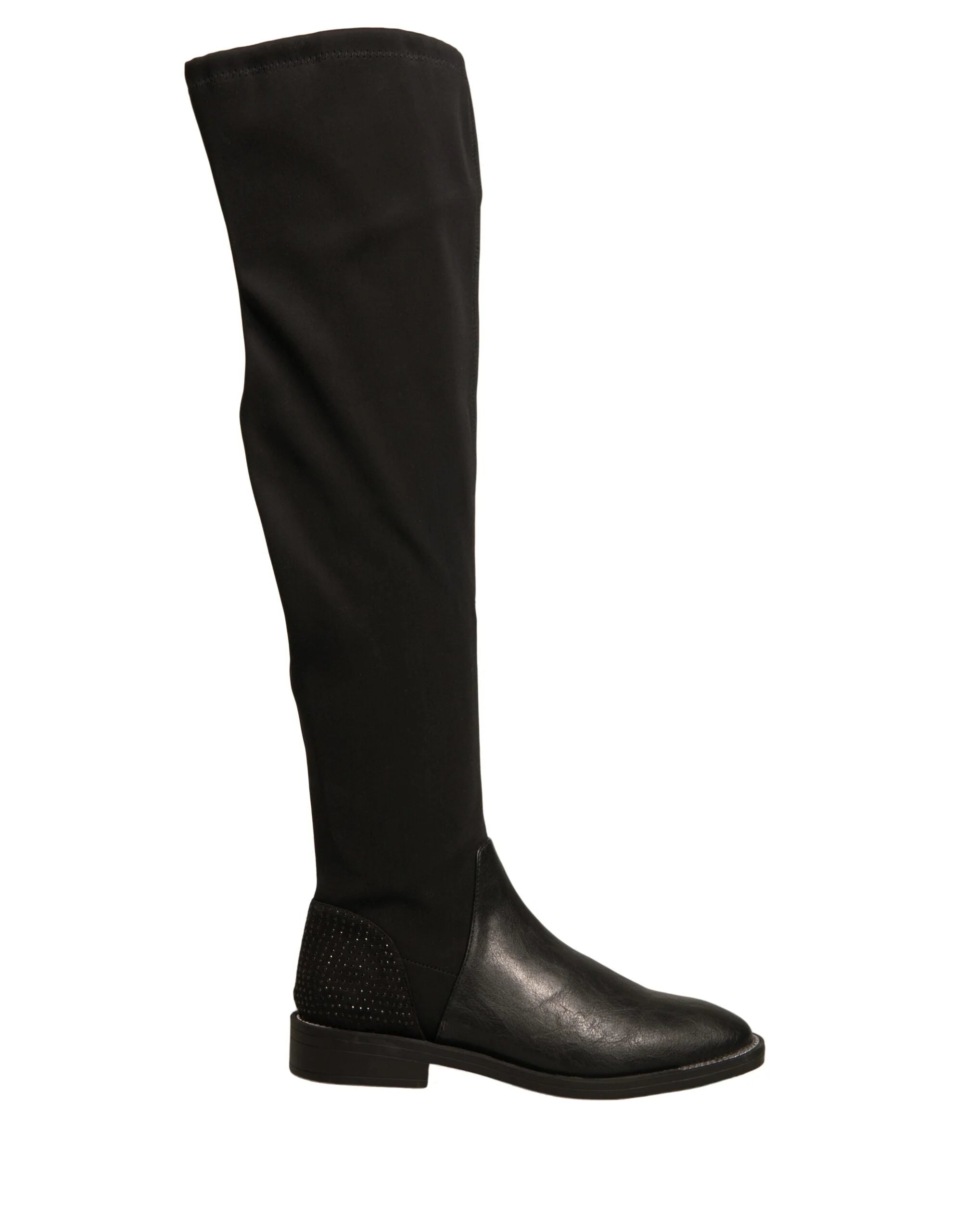 MY TWIN Black Leather Suede Flats High Boots Shoes - EU37/US7 - Boots