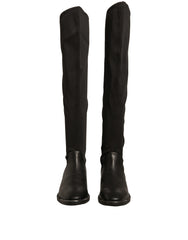MY TWIN Black Leather Suede Flats High Boots Shoes - EU37/US7 - Boots