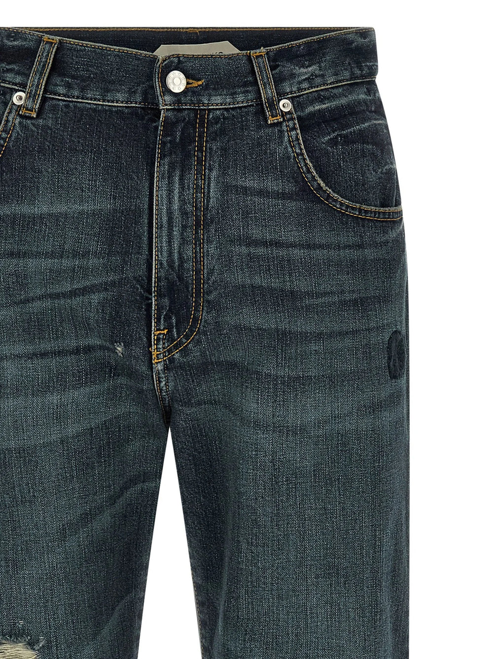Namacheko Blue Cotton Straight-Leg Jeans