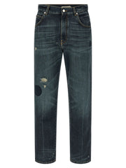Namacheko Blue Cotton Straight-Leg Jeans