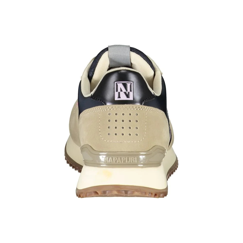 Napapijri Beige Lace-Up Sneakers with Contrasting Details - EU39/US9 - Sneakers