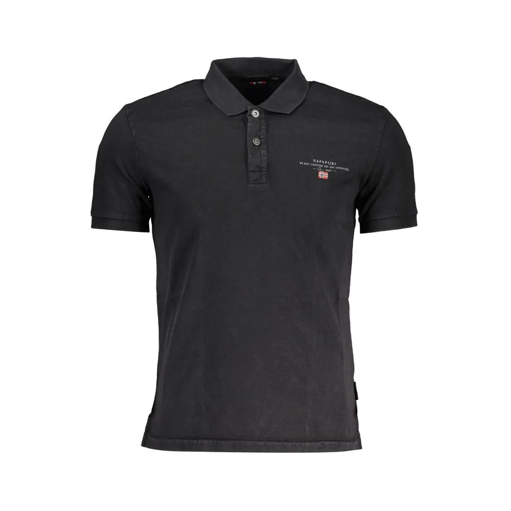 Napapijri Black Cotton Men Polo Shirt - Polos