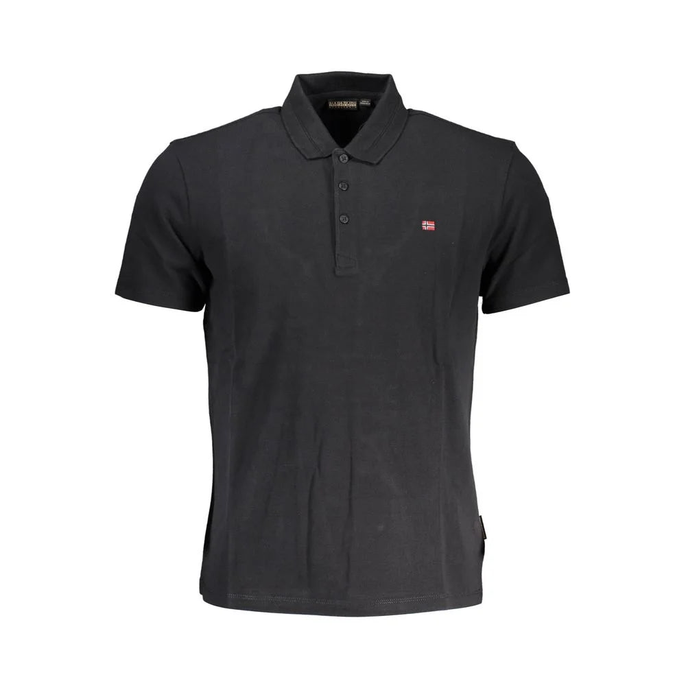 Napapijri Black Cotton Men Polo Shirt - Polos