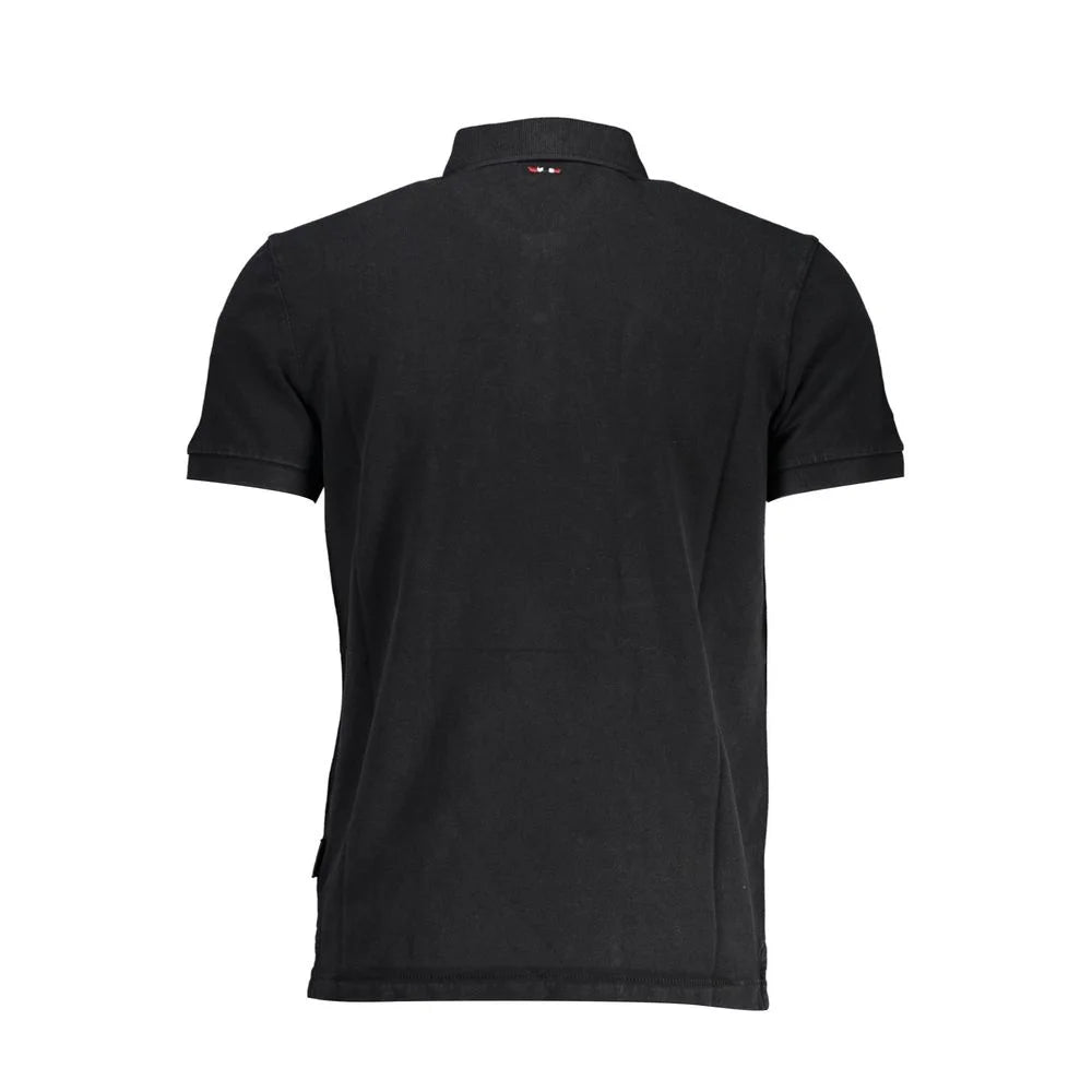 Napapijri Black Cotton Men Polo Shirt - Polos