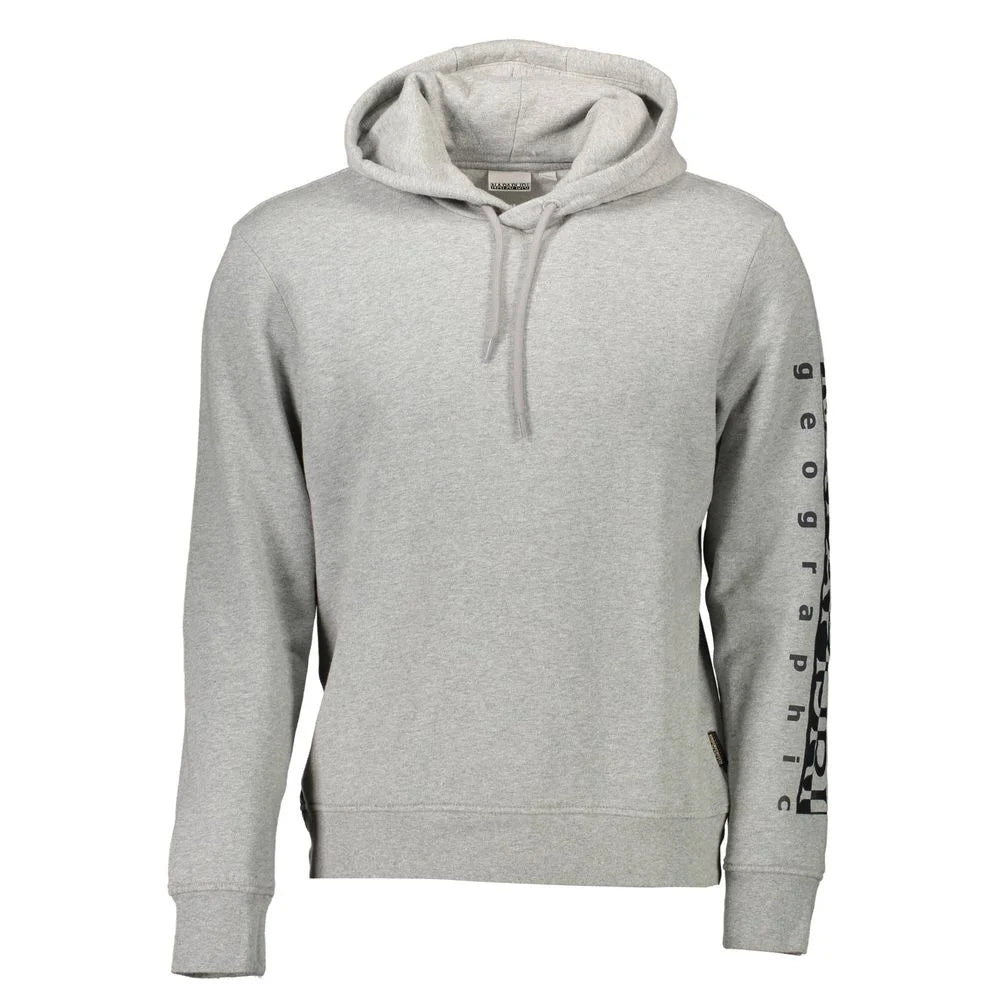 Napapijri Gray Cotton Men Sweater - XXL - Hoodies