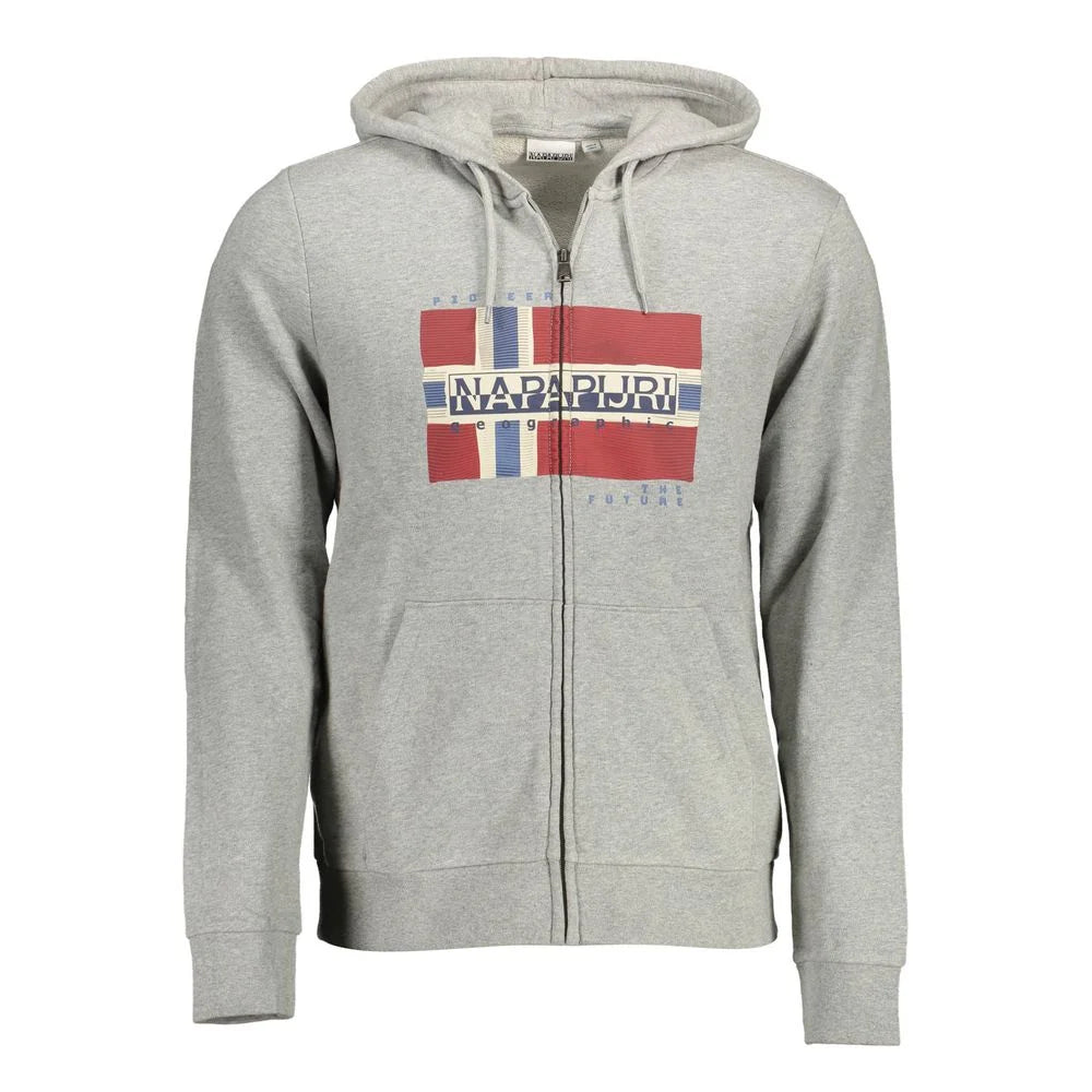 Napapijri Gray Cotton Men Sweater - XXL - Hoodies