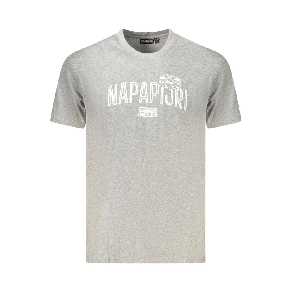 Napapijri Gray Cotton Men T-Shirt
