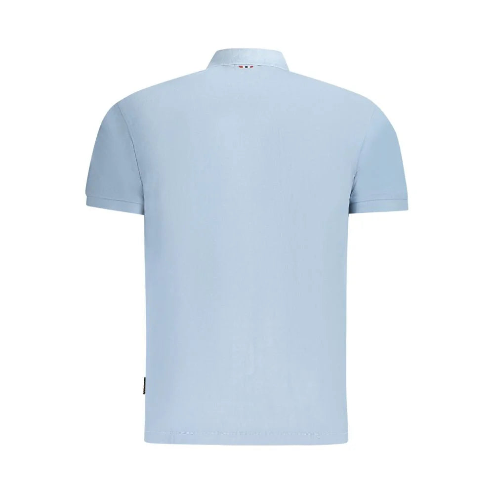 Napapijri Light Blue Cotton Men Polo Shirt - S