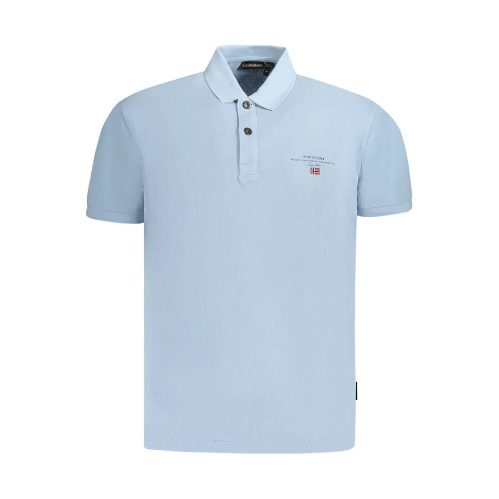 Napapijri Light Blue Cotton Men Polo Shirt - S