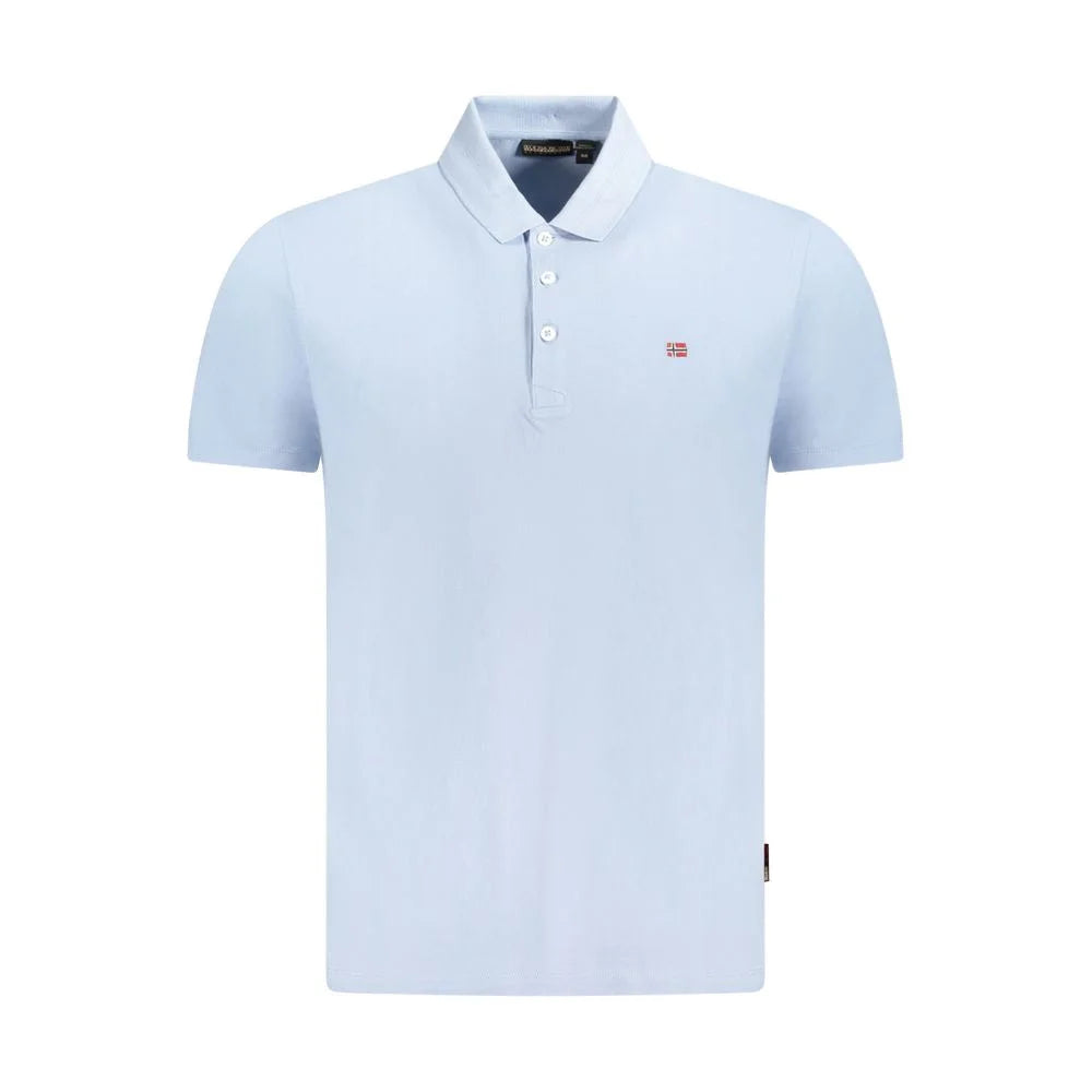 Napapijri Light Blue Cotton Men Polo Shirt - S