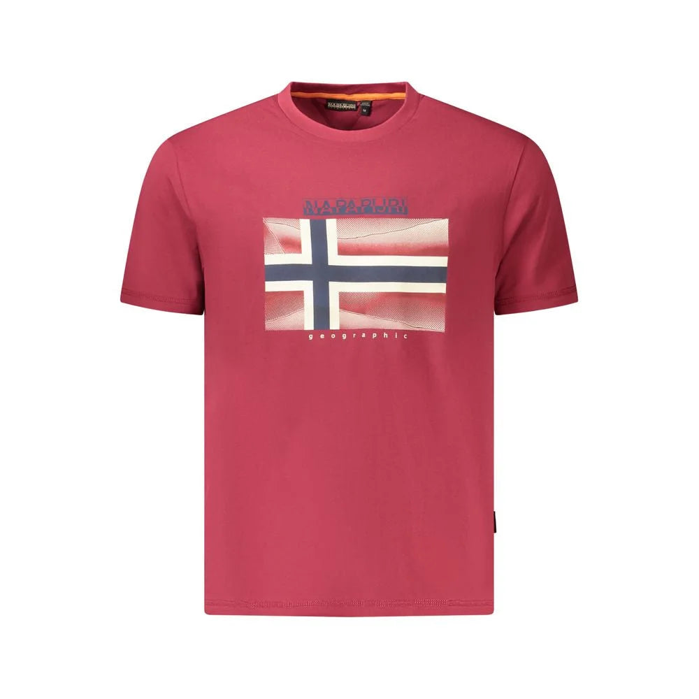 Napapijri Red Cotton Men T-Shirt - M - T-Shirts