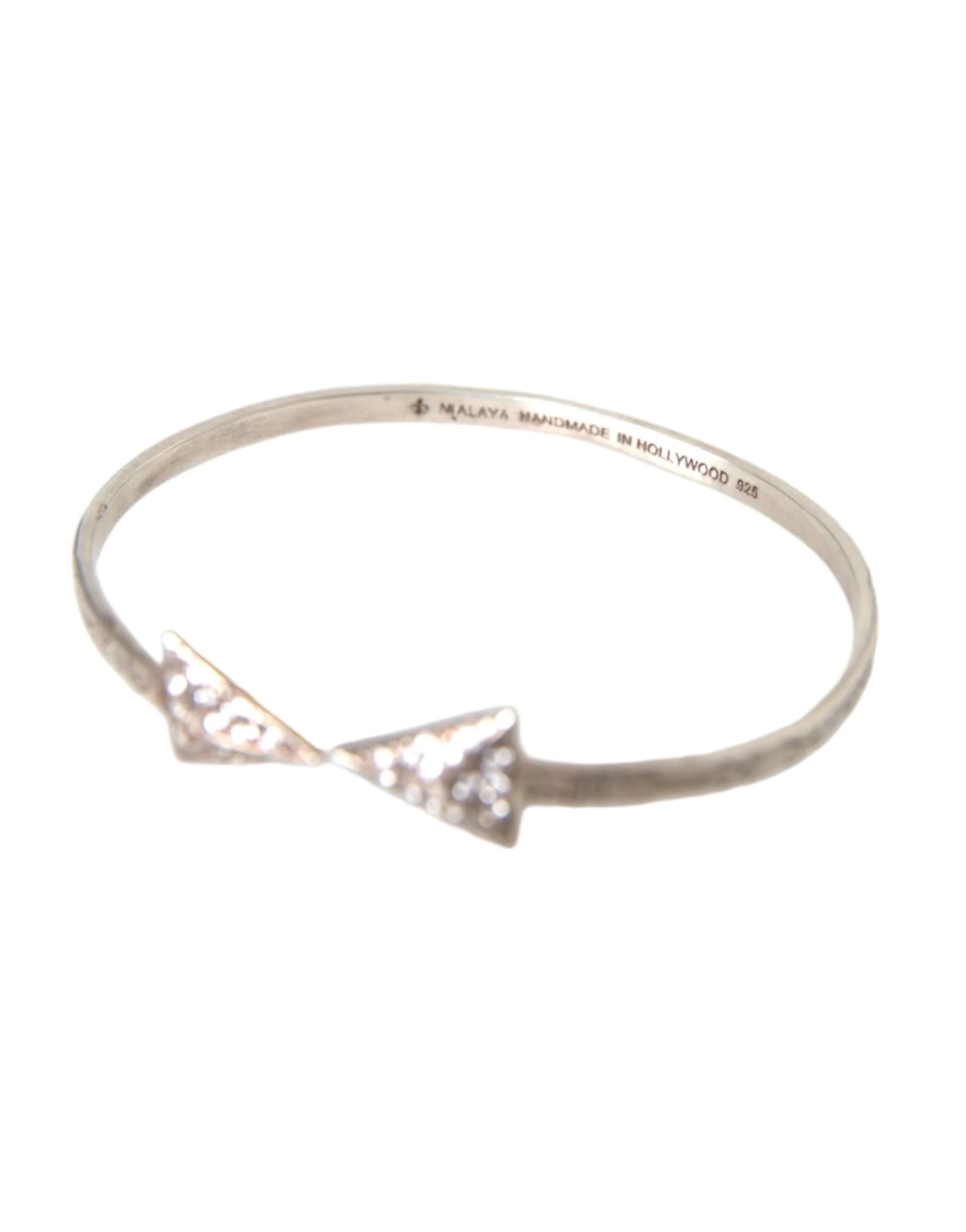 Nialaya Arrow Crystal 925 Silver Bangle Bracelet Women - S - Bracelets