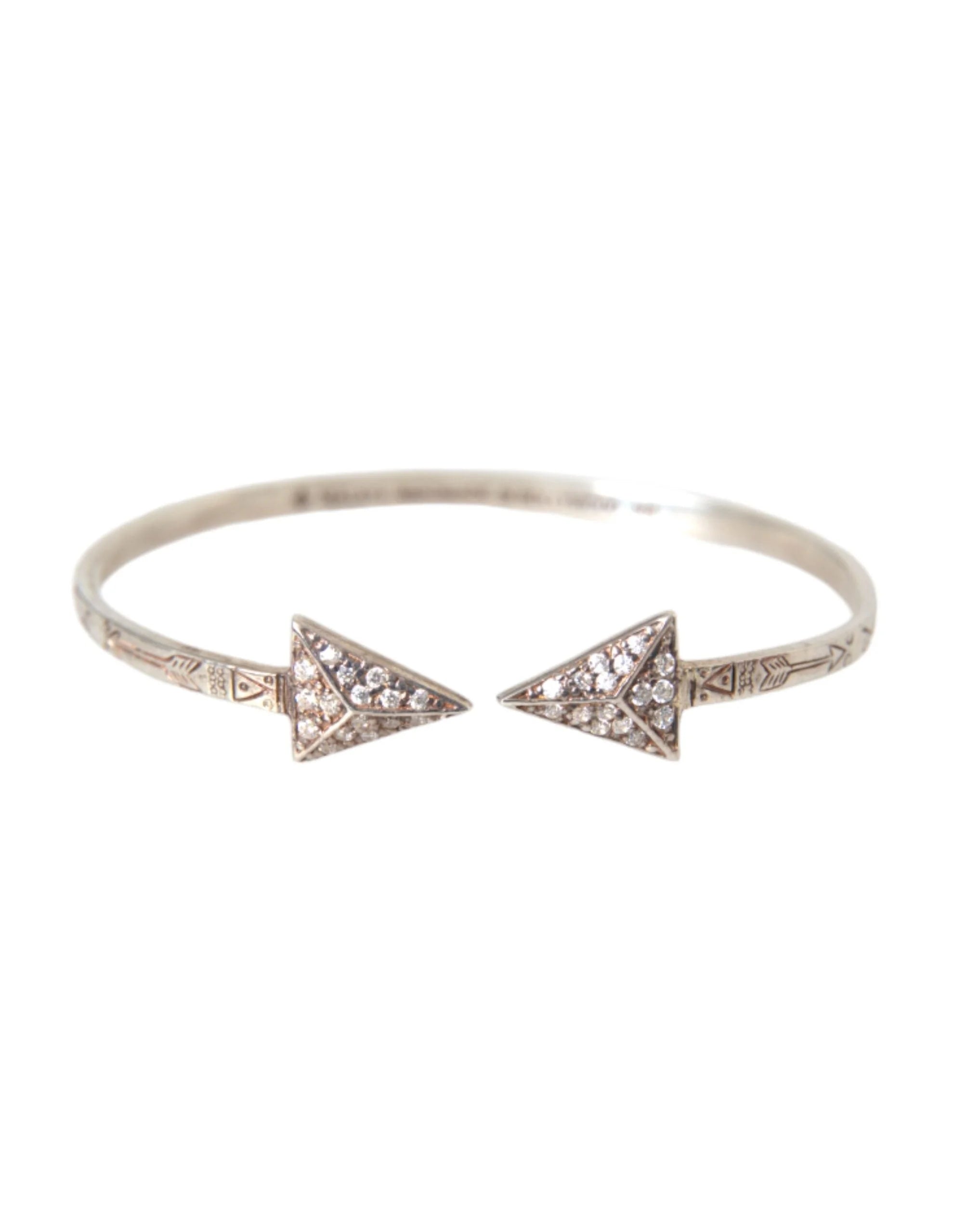 Nialaya Arrow Crystal 925 Silver Bangle Bracelet Women - S - Bracelets