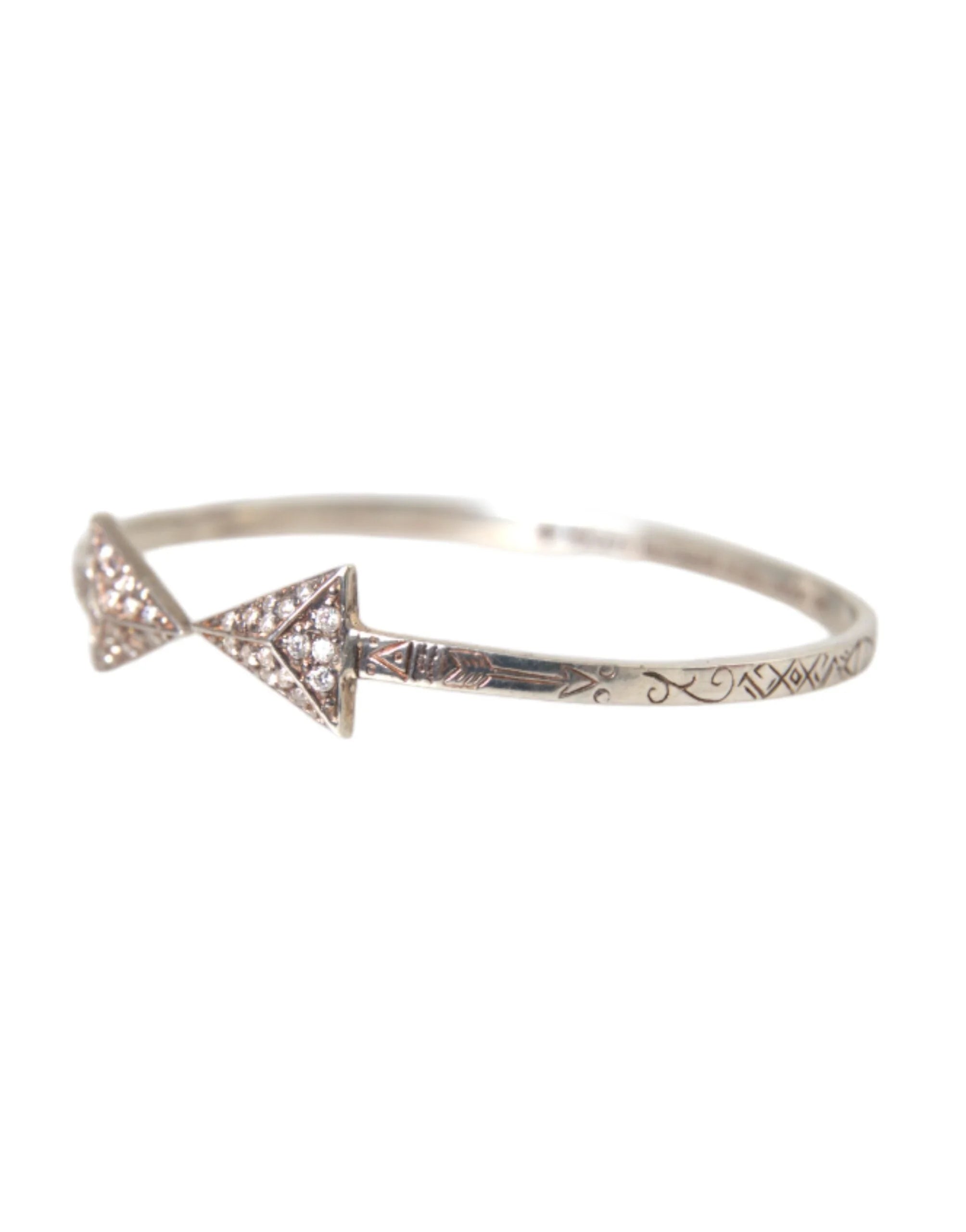Nialaya Arrow Crystal 925 Silver Bangle Bracelet Women - S - Bracelets