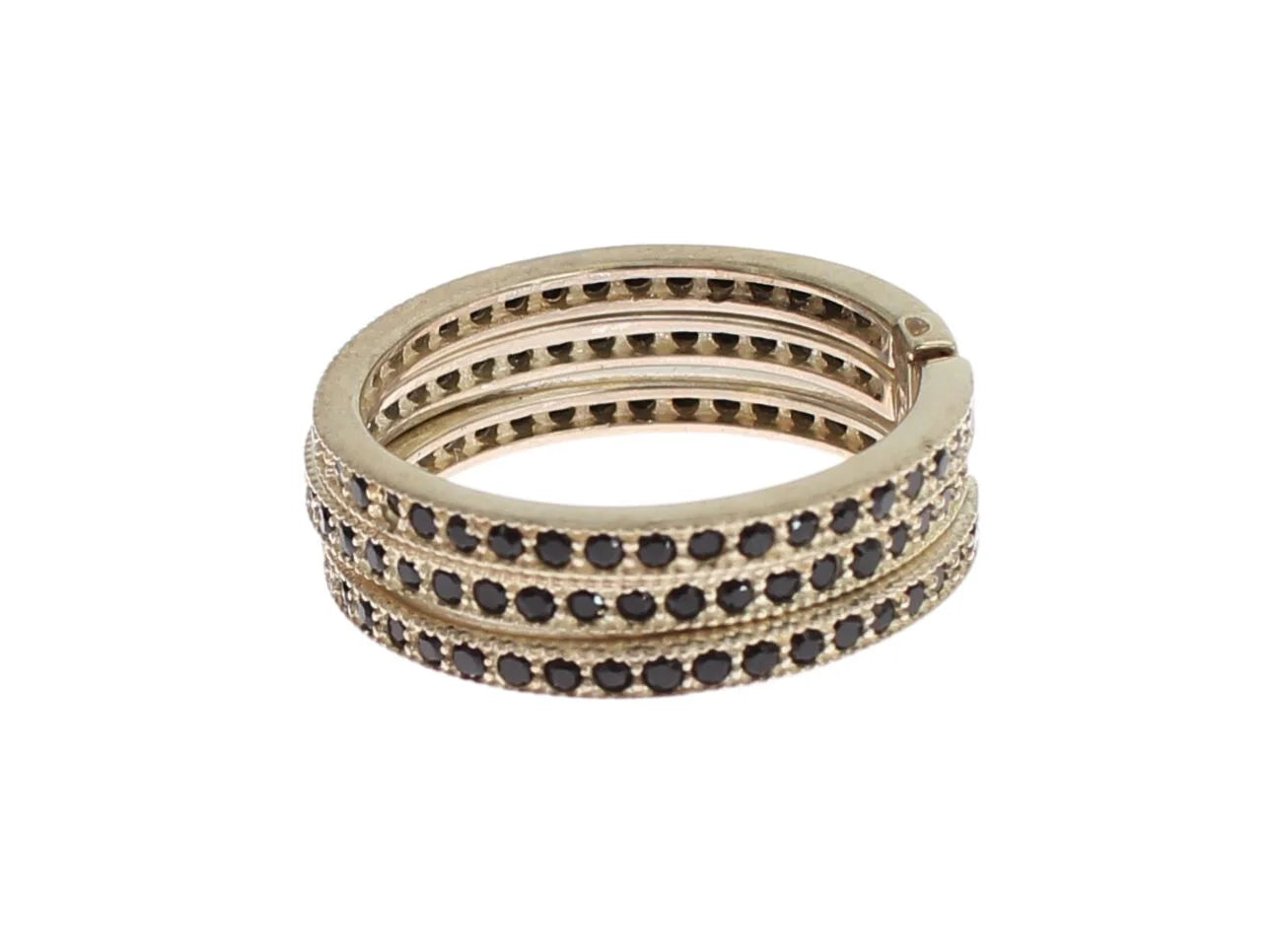 Nialaya Black CZ 925 Sterling Silver Womens Ring - EU50 | US5 - Rings