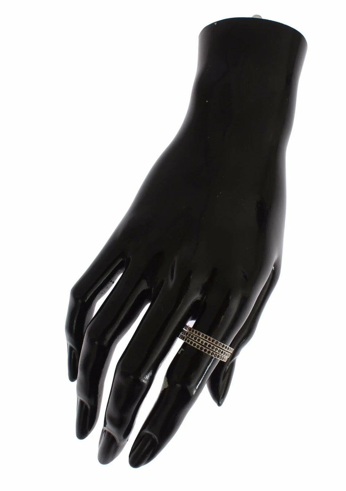 Nialaya Black CZ 925 Sterling Silver Womens Ring - EU50 | US5 - Rings