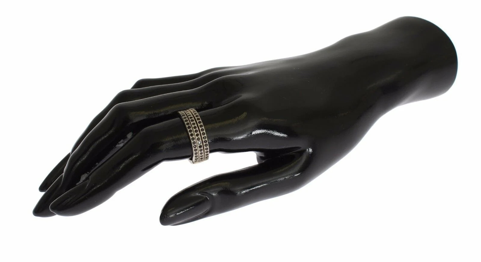 Nialaya Black CZ 925 Sterling Silver Womens Ring - EU50 | US5 - Rings