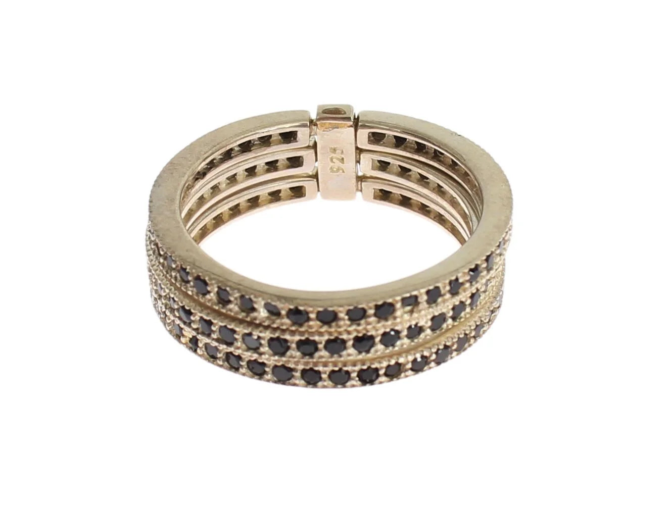 Nialaya Black CZ 925 Sterling Silver Womens Ring - EU50 | US5 - Rings