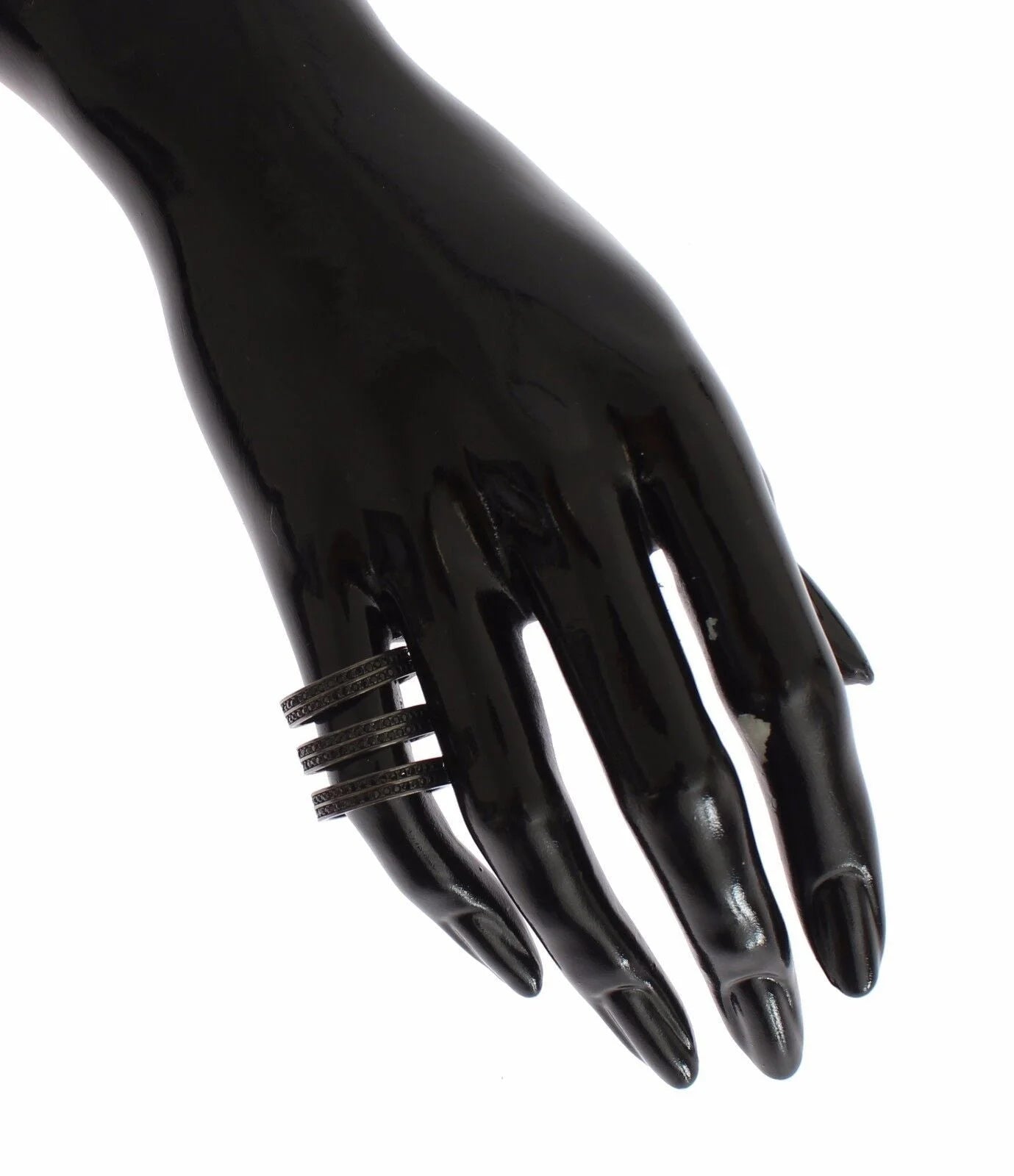 Nialaya Black CZ Rhodium 925 Silver Ring - EU50 | US5 - Rings