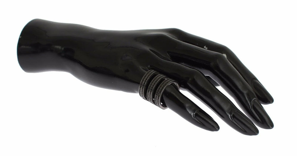 Nialaya Black CZ Rhodium 925 Silver Ring - EU50 | US5 - Rings