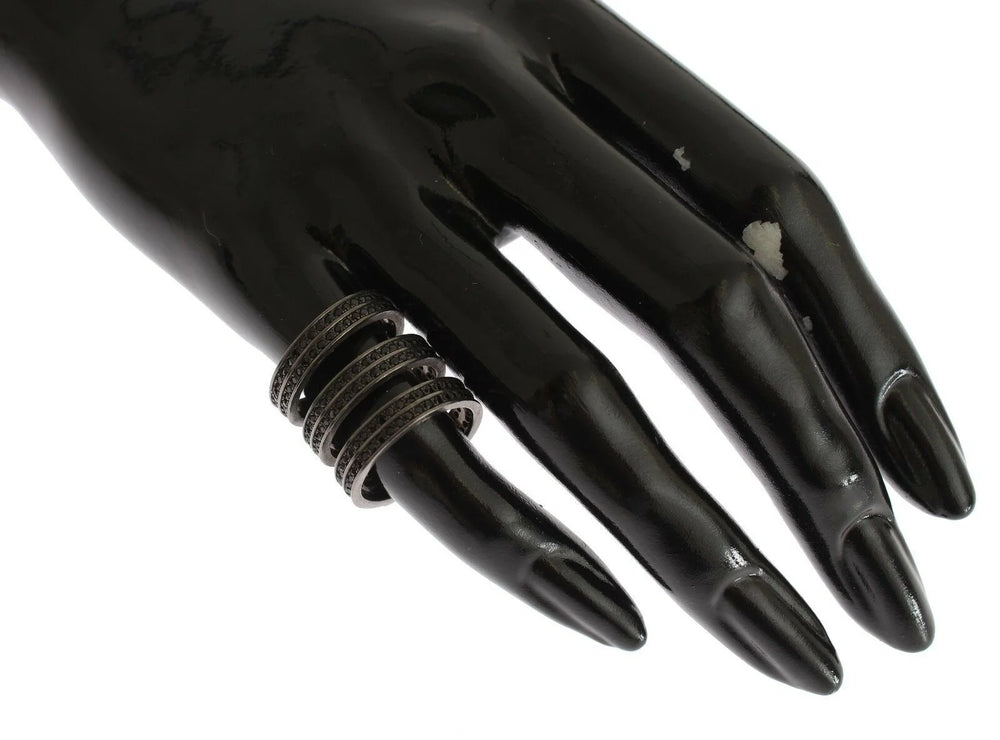 Nialaya Black CZ Rhodium 925 Silver Ring - EU50 | US5 - Rings