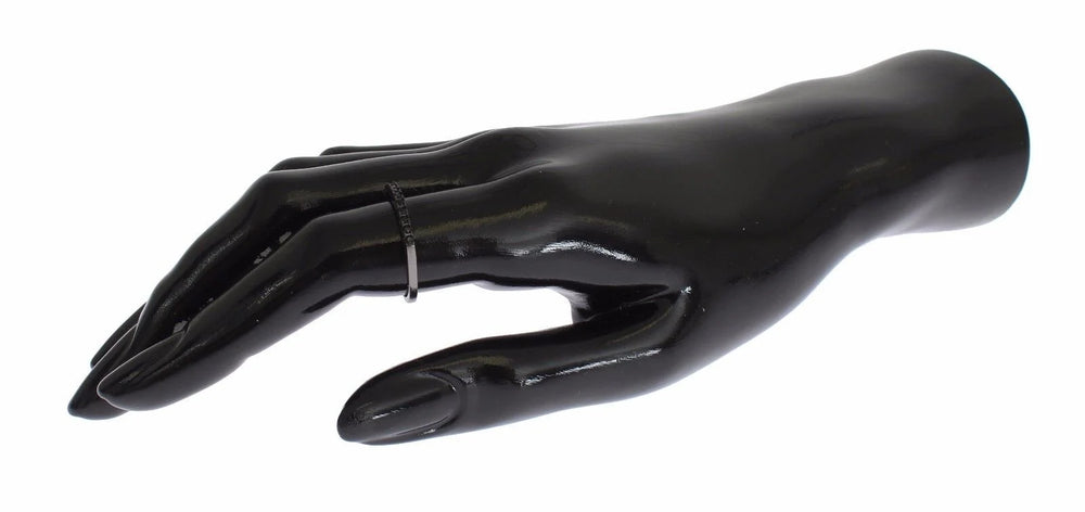 Nialaya Black CZ Rhodium 925 Silver Womens Ring - Rings