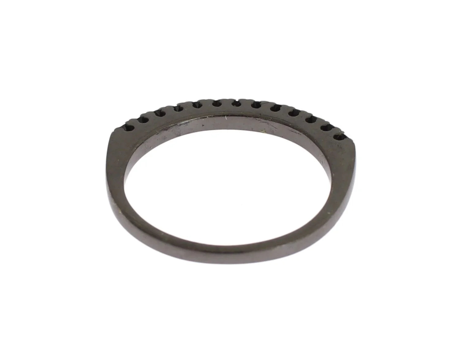 Nialaya Black CZ Rhodium 925 Silver Womens Ring - Rings