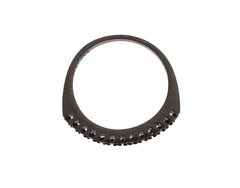 Nialaya Black CZ Rhodium 925 Silver Womens Ring - Rings