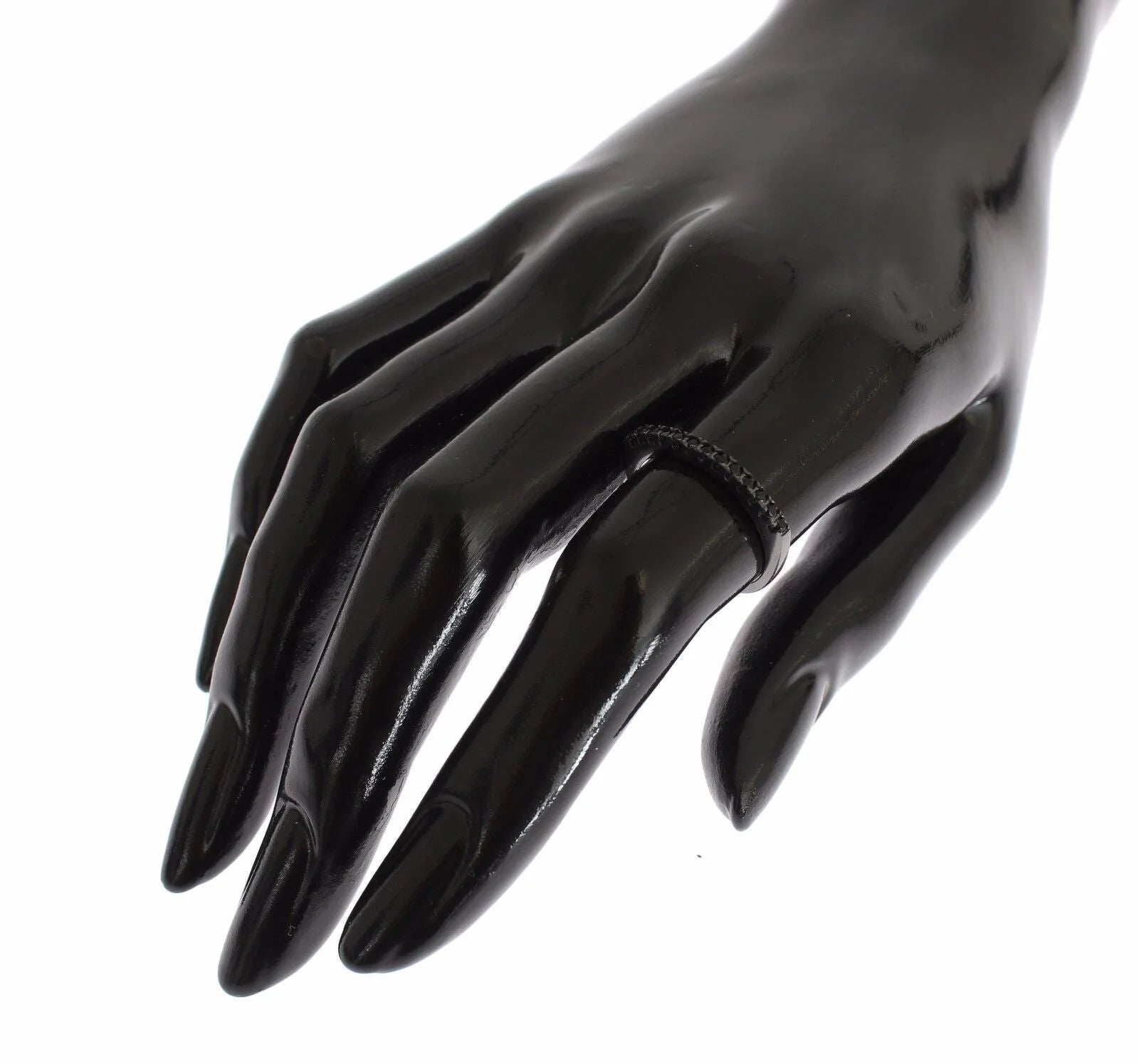 Nialaya Black CZ Rhodium 925 Silver Womens Ring - Rings