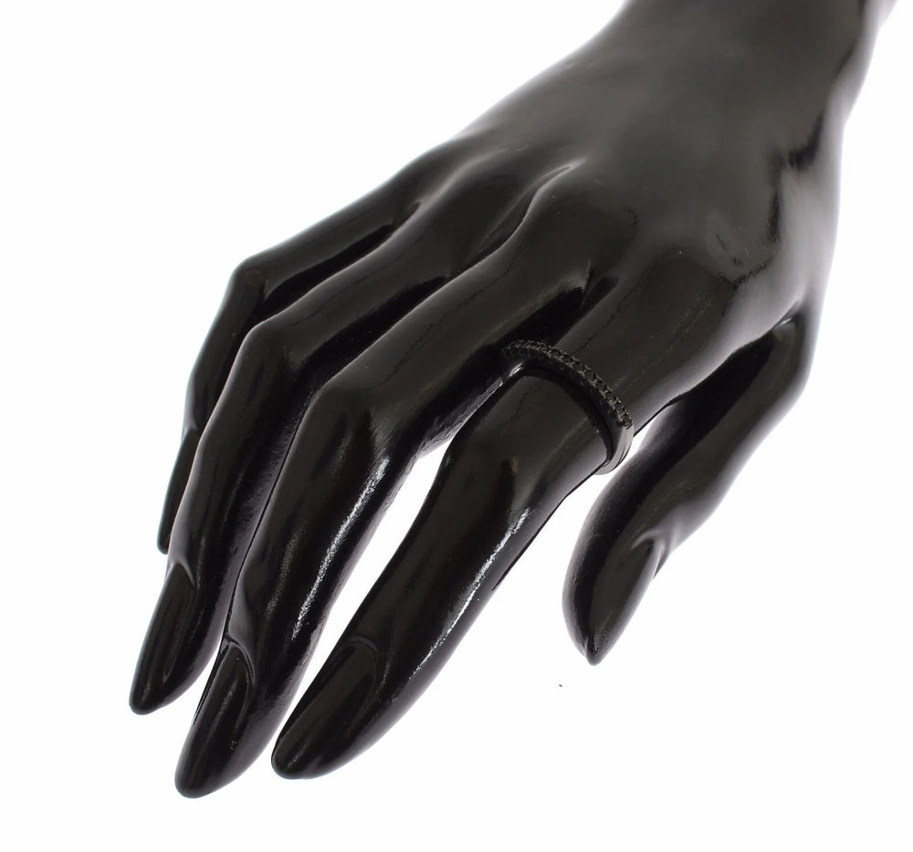 Nialaya Black CZ Rhodium 925 Silver Womens Ring - Rings