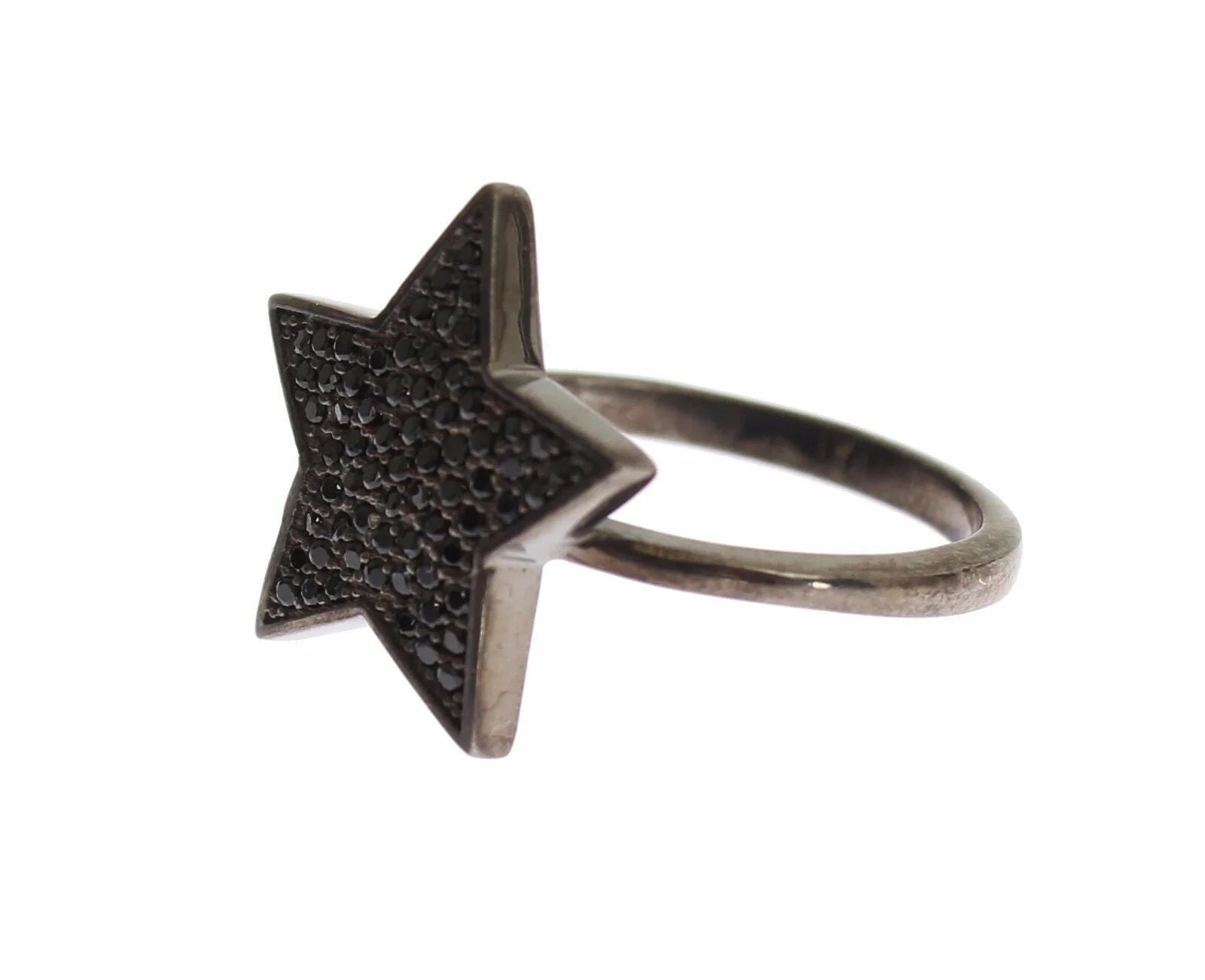 Nialaya Black CZ Star 925 Silver Womens Ring - EU50 | US5