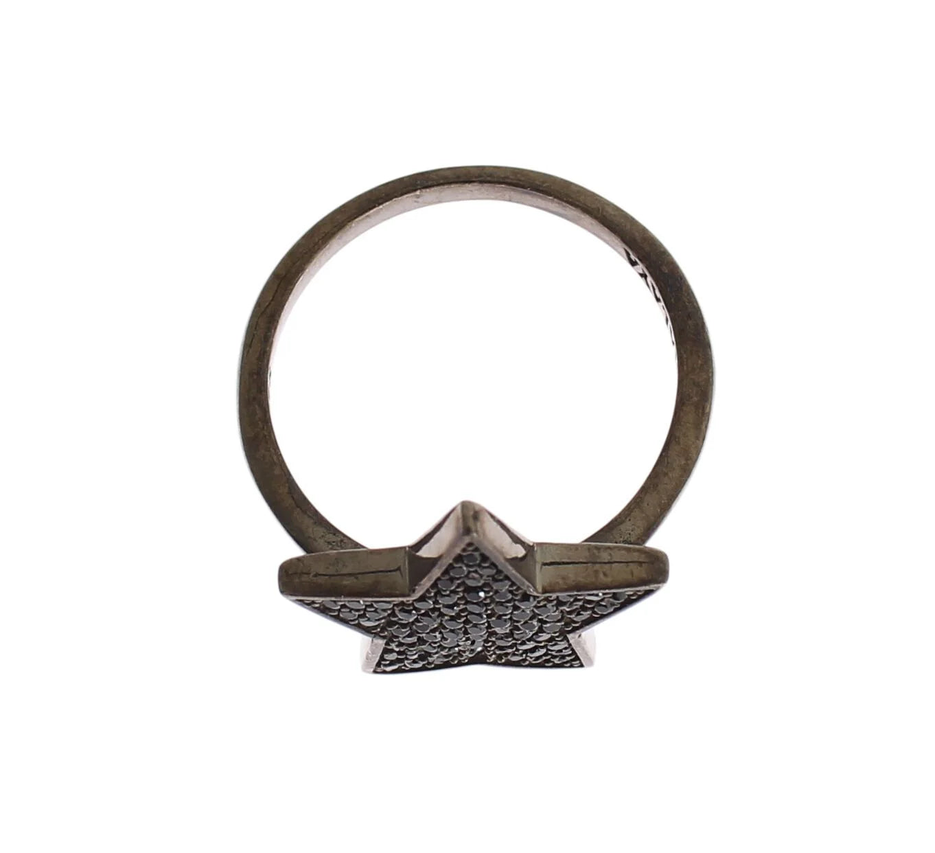 Nialaya Black CZ Star 925 Silver Womens Ring - EU50 | US5