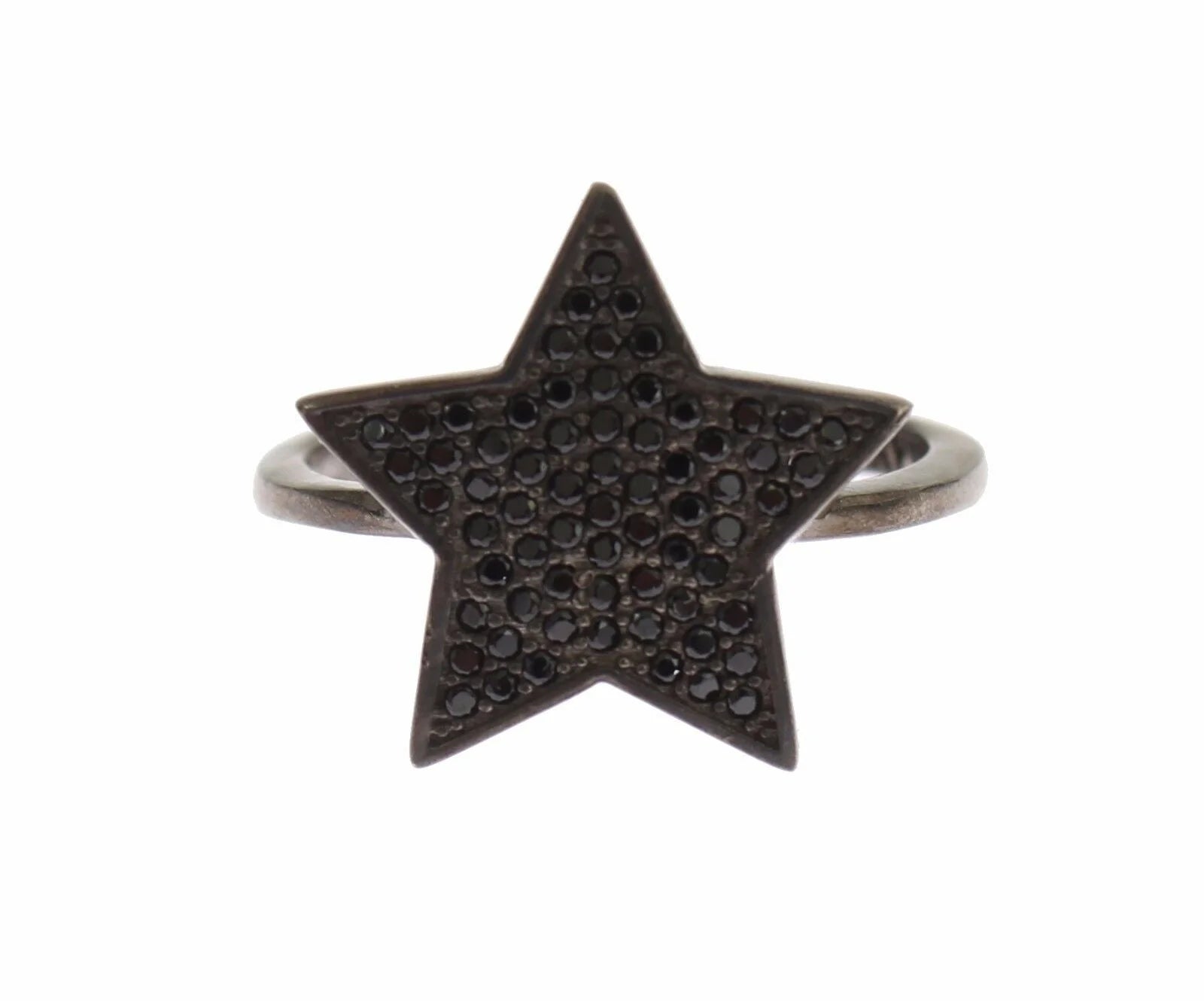 Nialaya Black CZ Star 925 Silver Womens Ring - EU50 | US5
