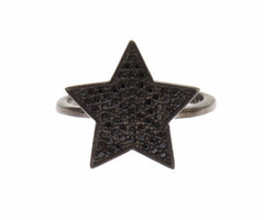 Nialaya Black CZ Star 925 Silver Womens Ring - EU50 | US5