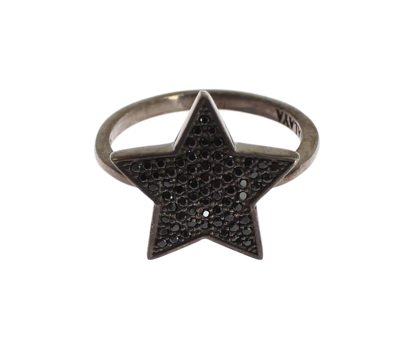 Nialaya Black CZ Star 925 Silver Womens Ring - EU50 | US5 - Rings