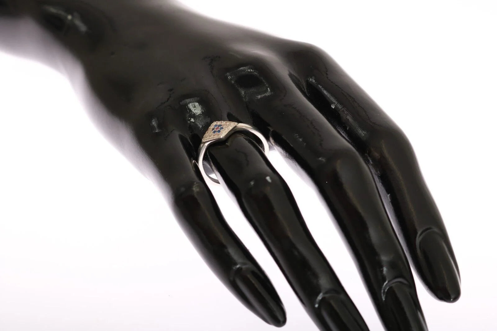 Nialaya Blue Red CZ 925 Silver Womens Clear Ring - EU57 | US8,5 - Rings