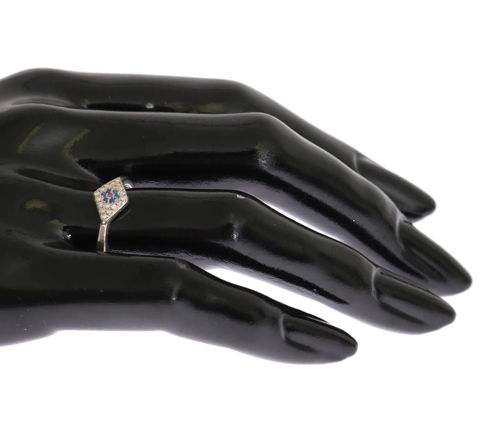 Nialaya Blue Red CZ 925 Silver Womens Clear Ring - EU57 | US8,5 - Rings