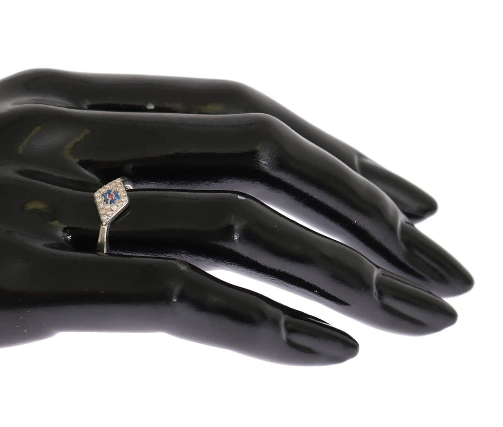 Nialaya Blue Red CZ 925 Silver Womens Clear Ring - EU57 | US8,5 - Rings