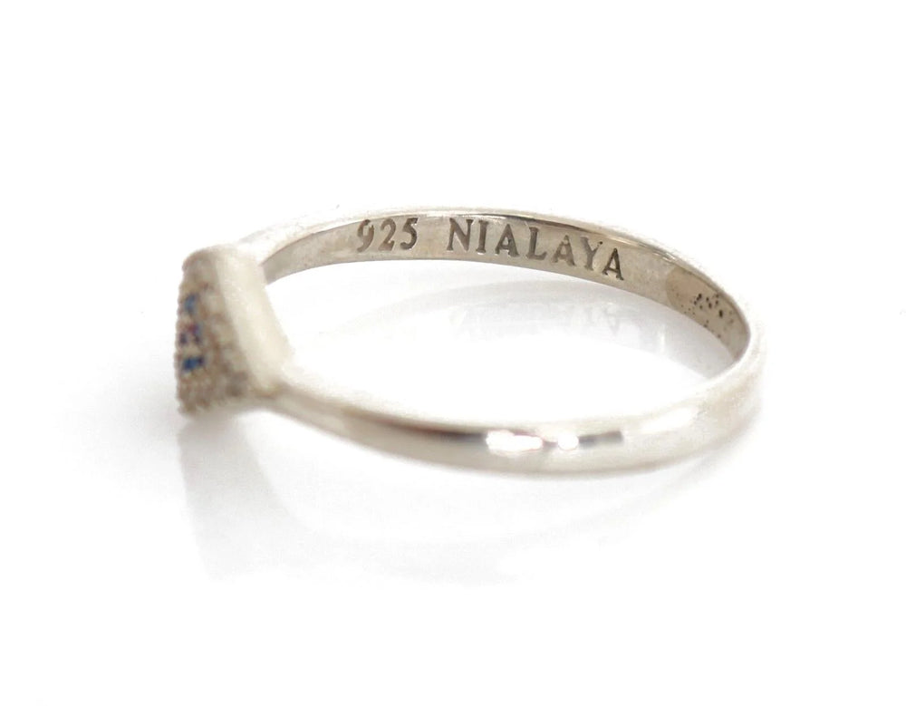 Nialaya Blue Red CZ 925 Silver Womens Clear Ring - EU57 | US8,5 - Rings
