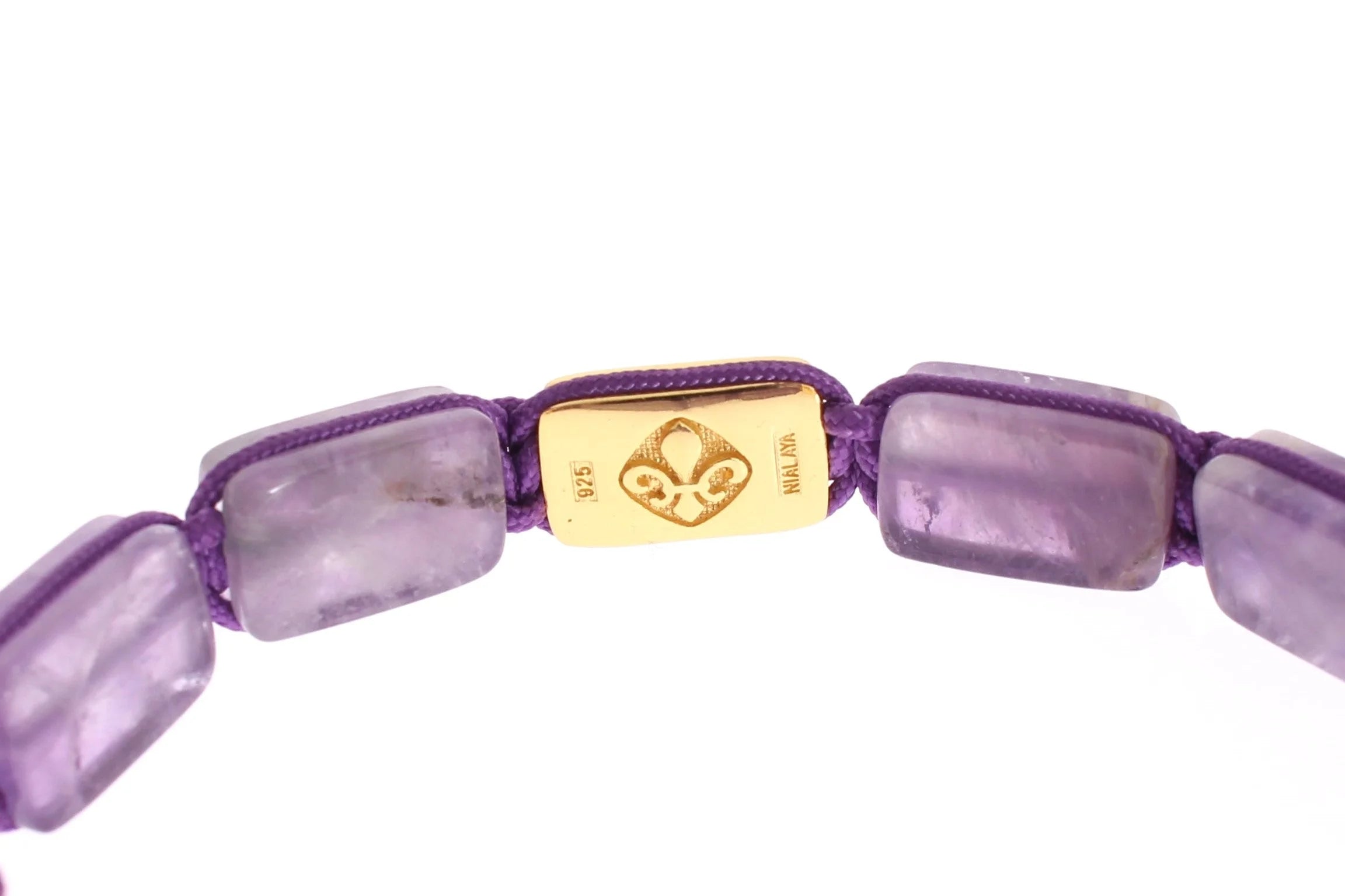 Nialaya CZ Amethyst 18K Gold 925 Bracelet - M - Bracelets