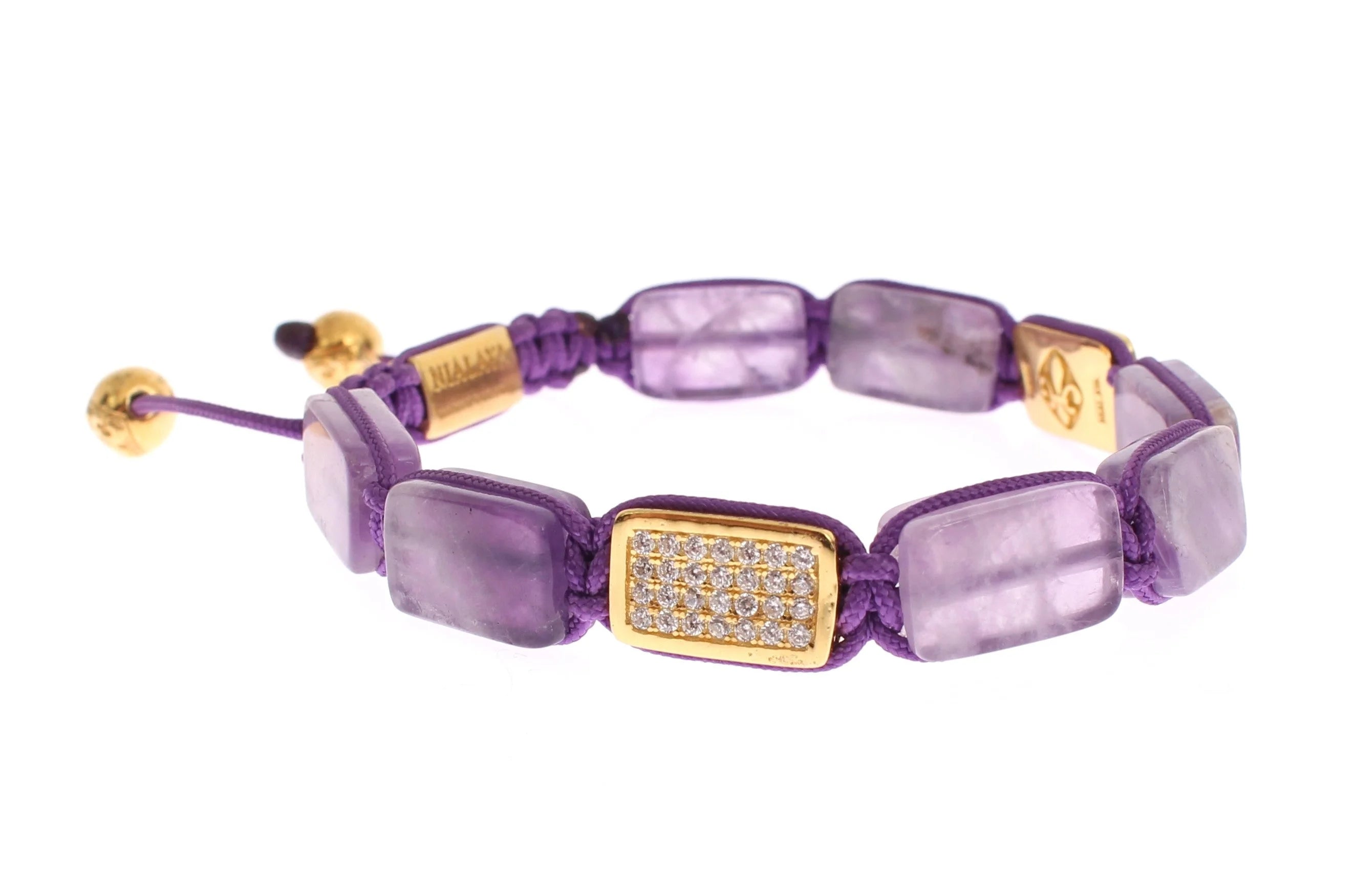 Nialaya CZ Amethyst 18K Gold 925 Bracelet - M - Bracelets