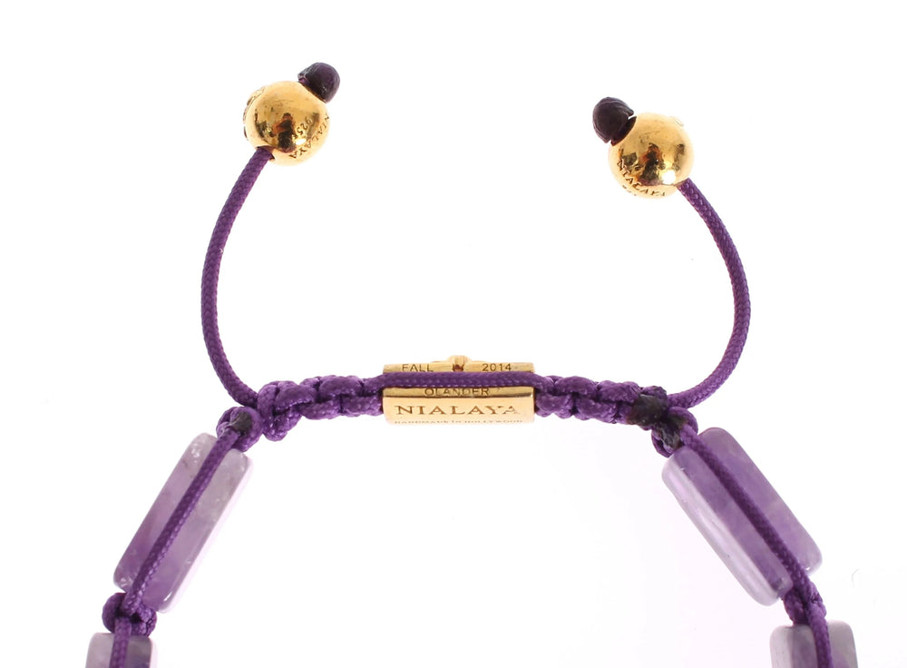 Nialaya CZ Amethyst 18K Gold 925 Bracelet - M - Bracelets