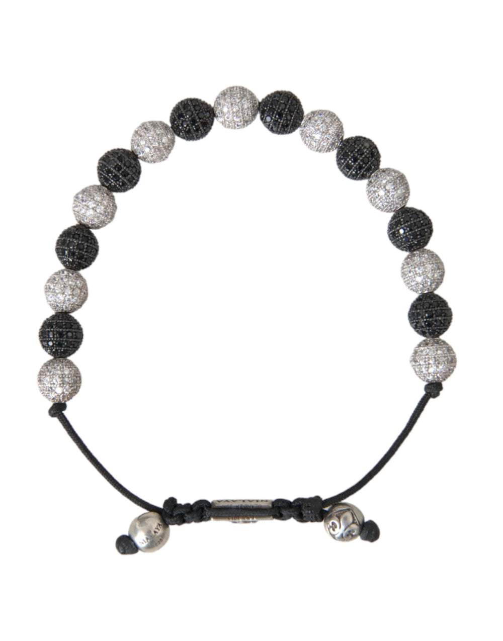 Nialaya CZ Crystal Ball Black White Beaded Bracelet - M - Bracelets