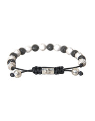 Nialaya CZ Crystal Ball Black White Beaded Bracelet - M - Bracelets
