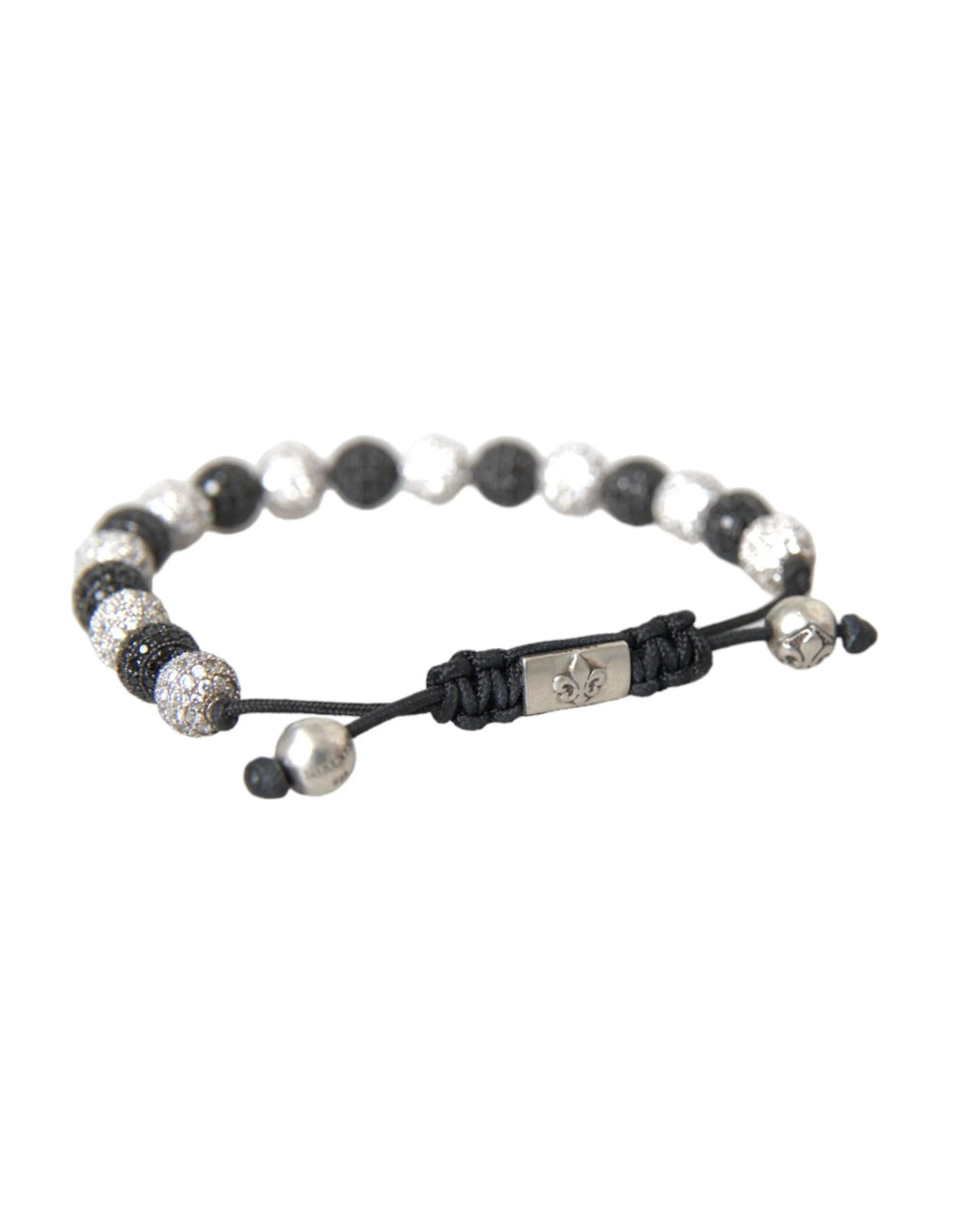 Nialaya CZ Crystal Ball Black White Beaded Bracelet - M - Bracelets