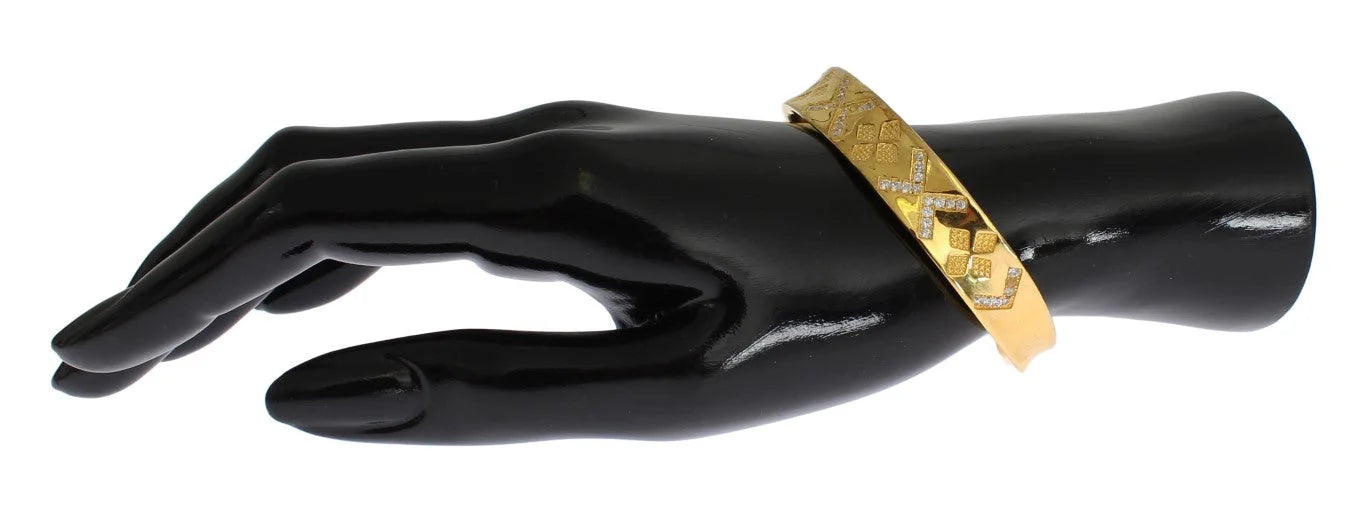 Nialaya CZ Gold Sterling 925 Silver Bangle Bracelet - M