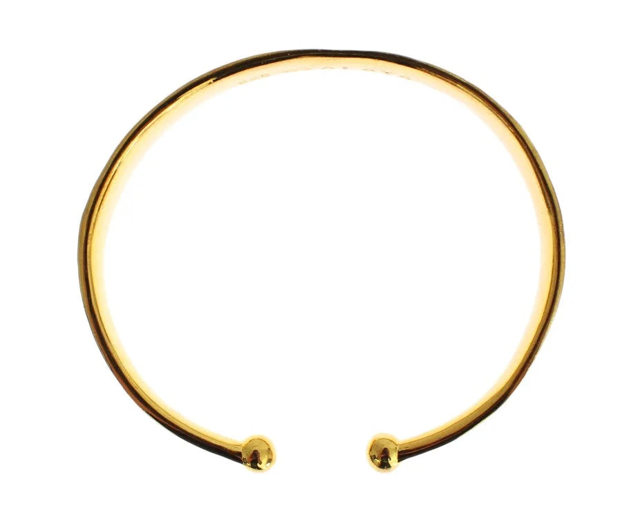 Nialaya CZ Gold Sterling 925 Silver Bangle Bracelet - M