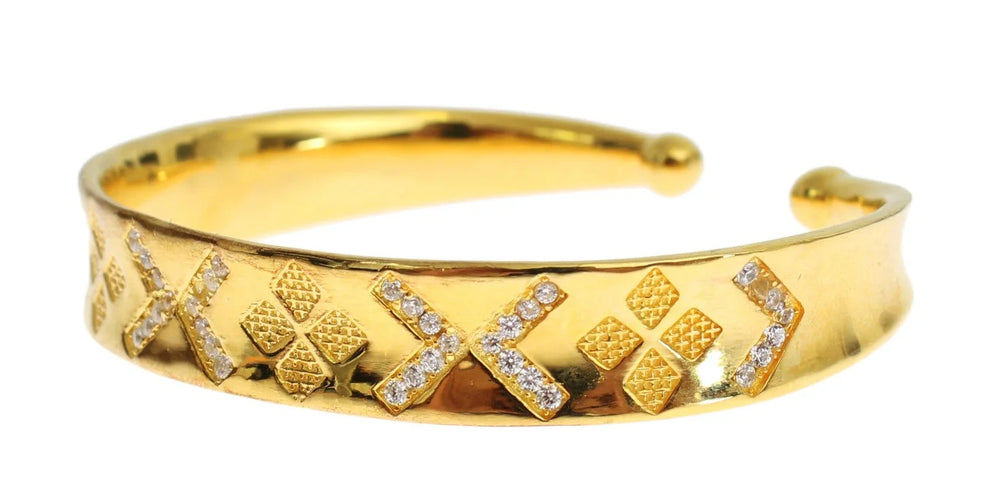 Nialaya CZ Gold Sterling 925 Silver Bangle Bracelet - M