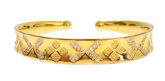 Nialaya CZ Gold Sterling 925 Silver Bangle Bracelet - M