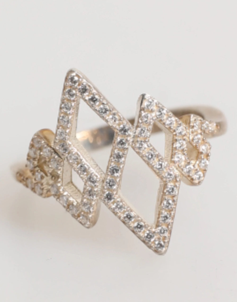 Nialaya Geometric Diamond Shape Pave CZ Crystal Jewelry Ring - EU57 | US8,5